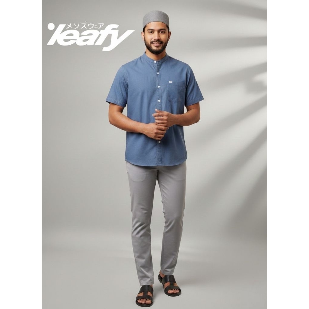 Kemeja Koko lengan pendek pria LEAFY koko laki-laki katun terbaru