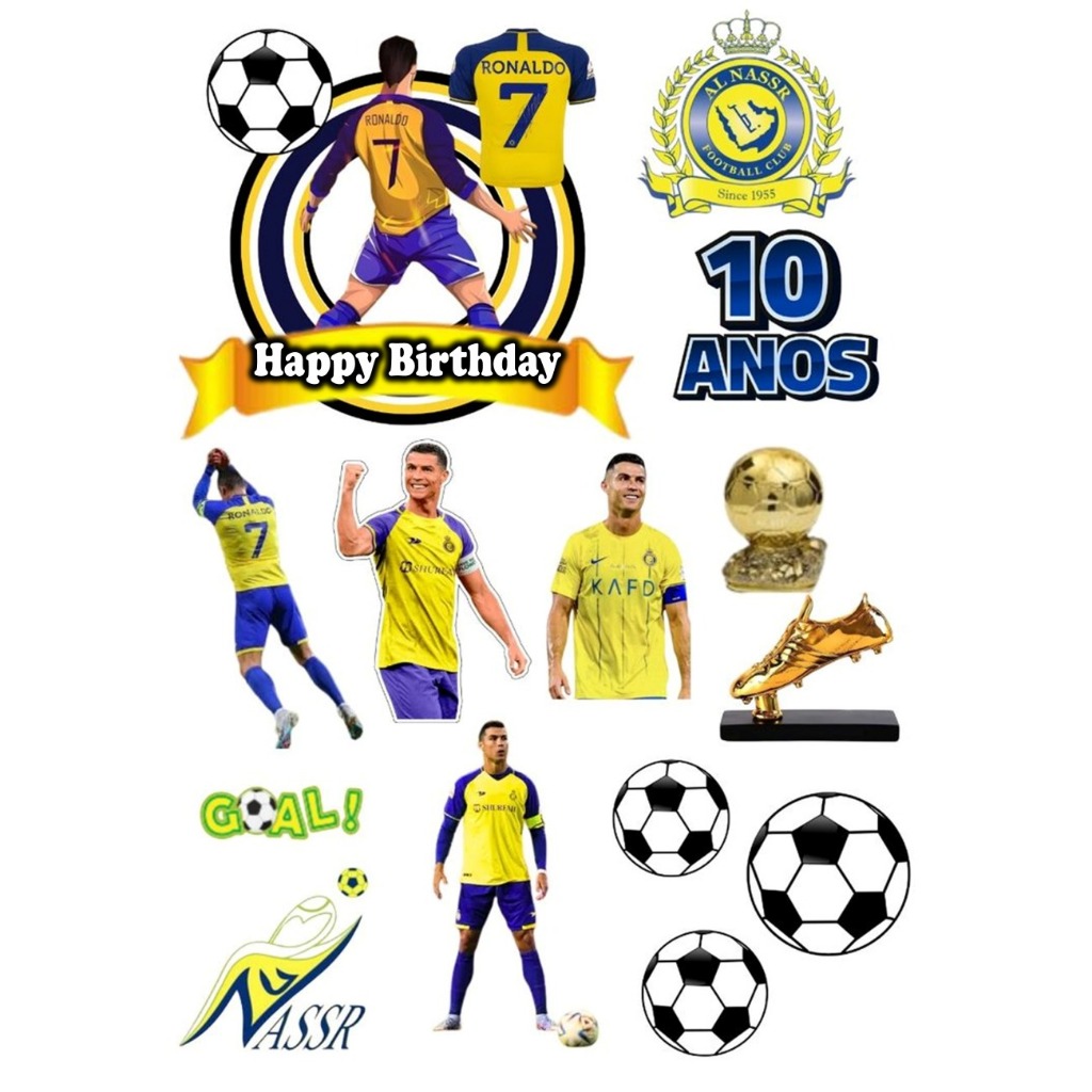 TOPPER Cake/Hiasan Kue Ultah RONALDO Football Club [FREE] request Nama