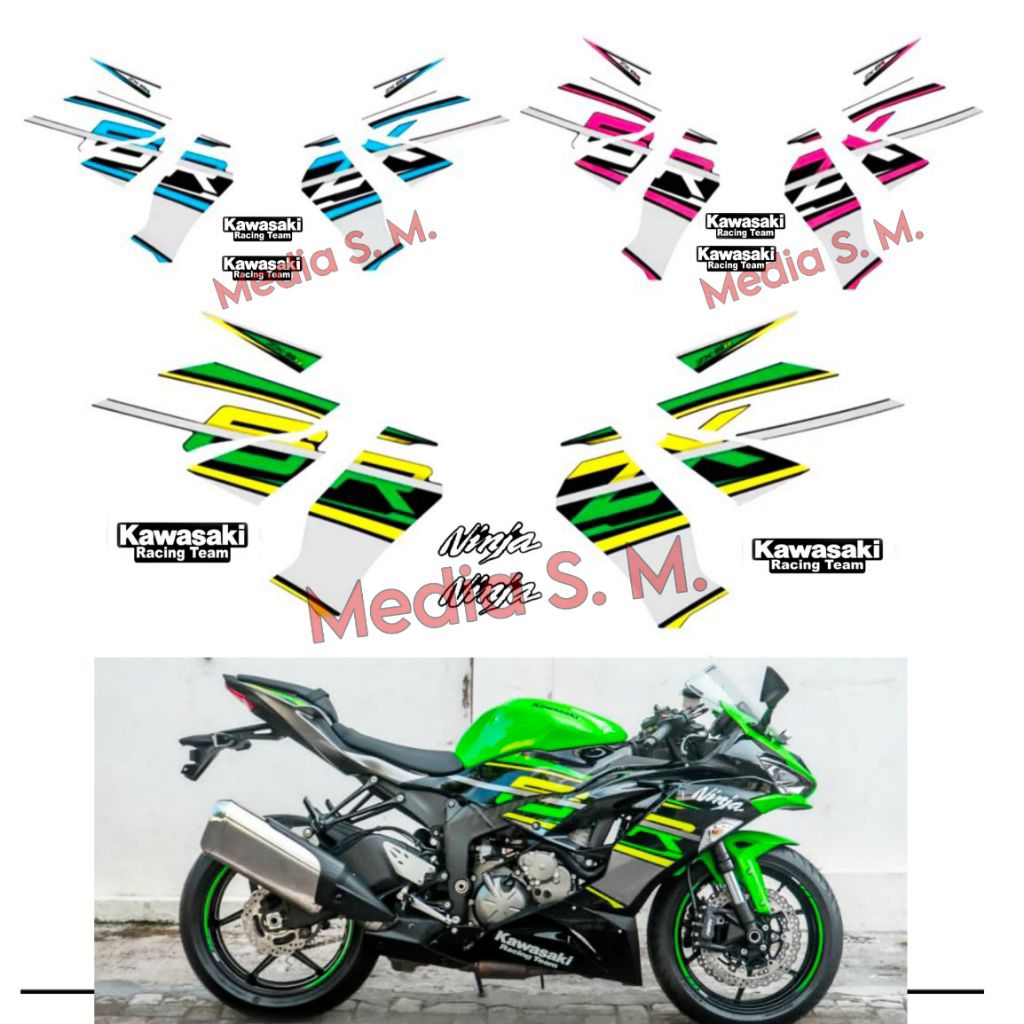Striping sticker Kawasaki ZX6R ZX-636 ZX6R Tahun 2018 - 2019 (Livery Kawasaki Racing Team)