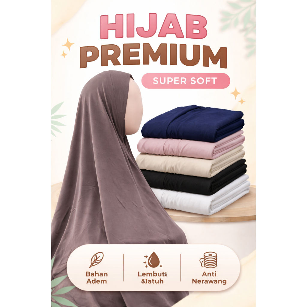 Bergo Instan Jersey/Tencel Adem – Hijab Instan Syari Nyaman Sehari-hari