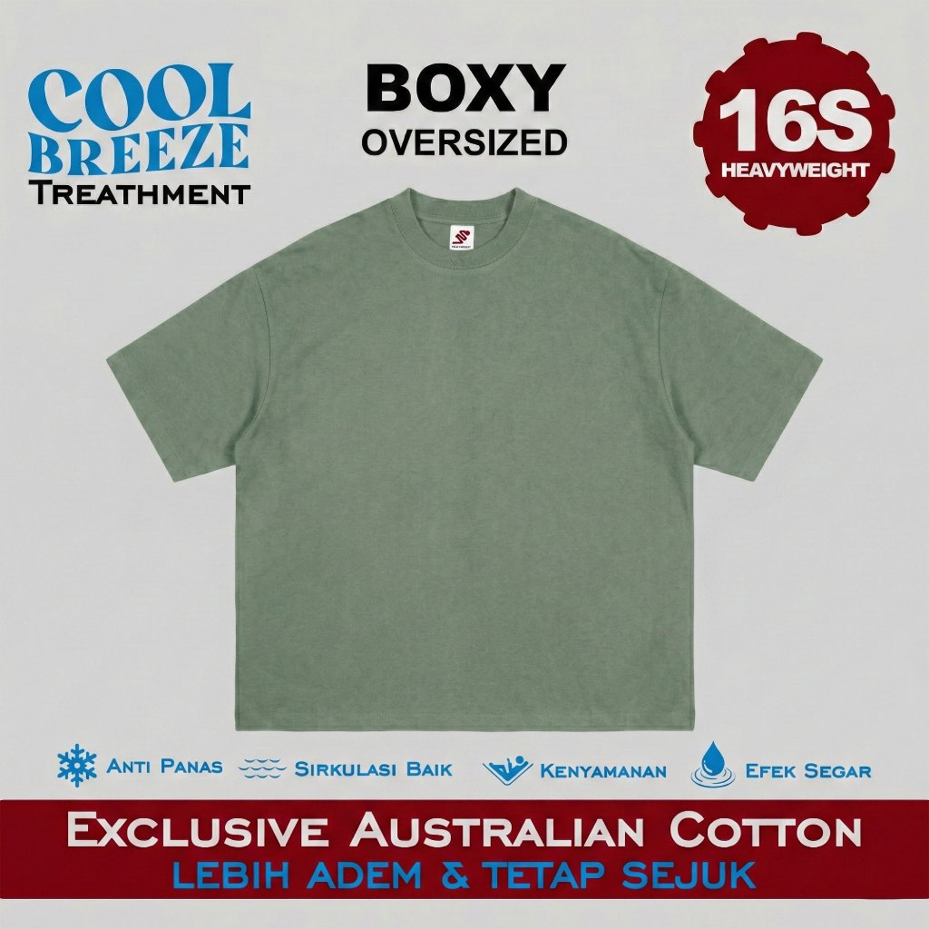 SimplySupply Kaos Polos Oversize Tshirt Boxy Fit Heavyweight 16s - Sage Green