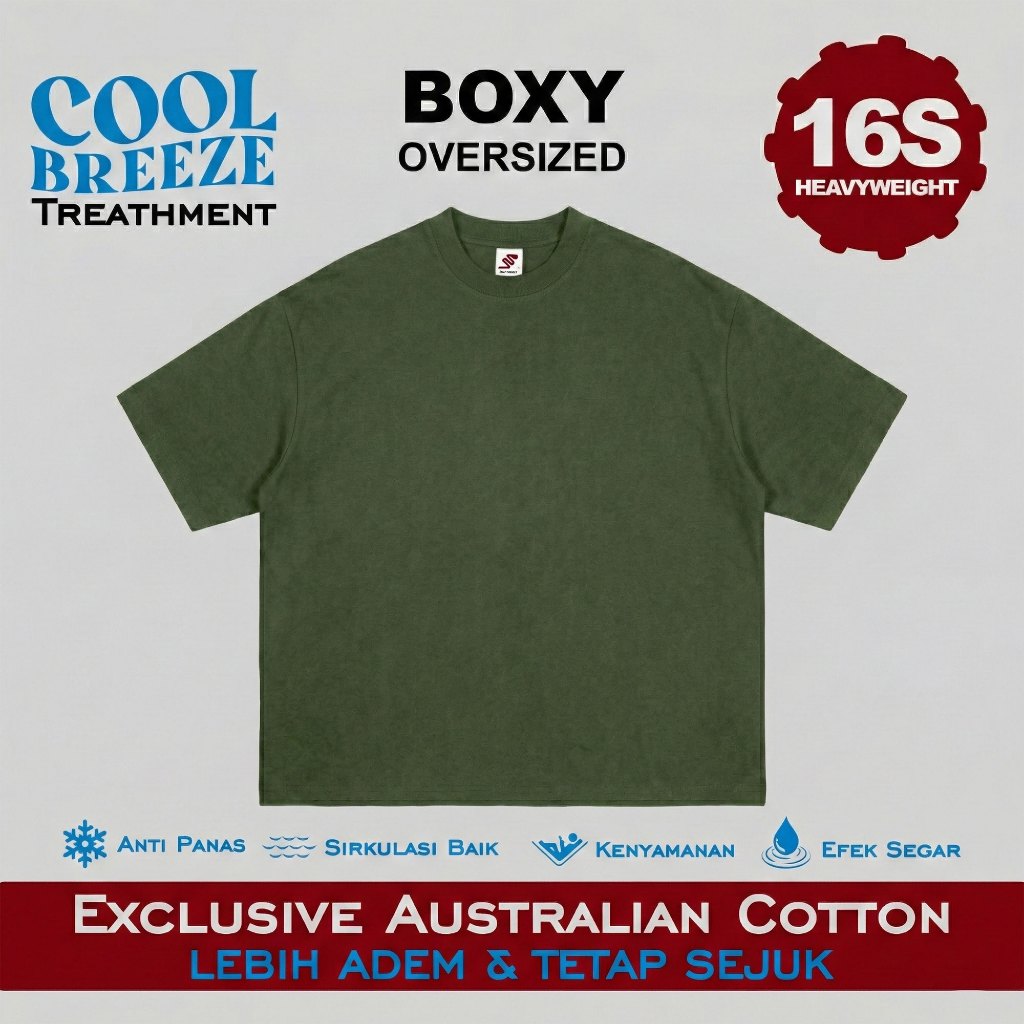 SimplySupply Kaos Polos Oversize Tshirt Boxy Fit Heavyweight 16s - Army Green