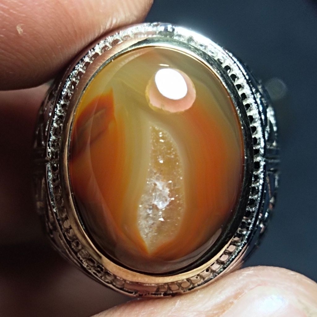 Batu Akik Sulaiman Kantong Semar Kristal Druzy - Akik Kristal Motif