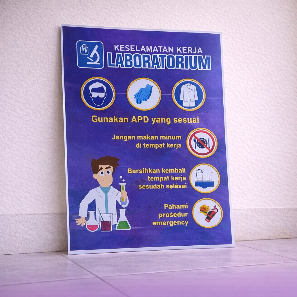 Poster Keselamatan Kerja Laboratorium, Poster K3 untuk Puskesmas, Klinik, RS Full Color Siap pakai