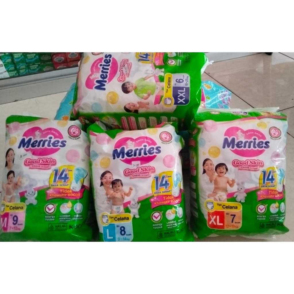 MERRIES Celana Popok  M9 L8 XL7 XXL6 Untuk Bayi Popok Andalan Bunda