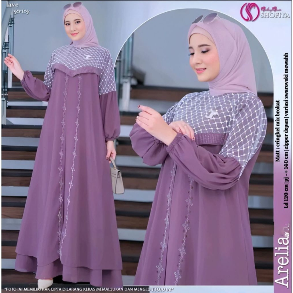 GAMIS UMAYA BROKAT KOMBINASI CRINKLE TERLARIS SUPER MEWAH BEST SELLER/GAMIS WANITA IMPORT PREMIUM