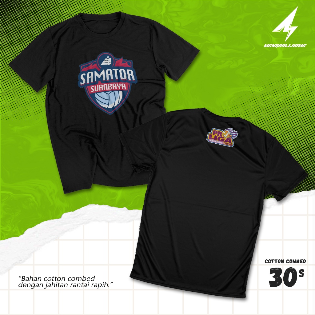 Kaos Samator Surabaya Proliga Volly Biru Cotton Combed 30s Kaos Custom Satuan Mengballhome