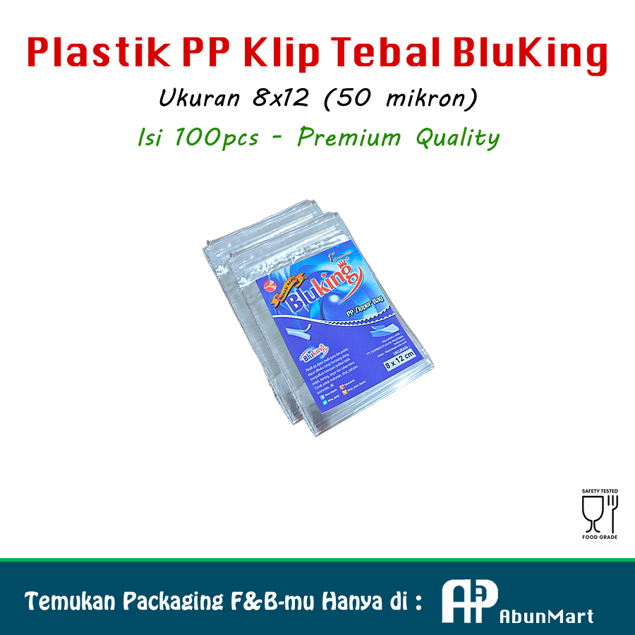 Plastik PP Klip 8x12cm BluKing (50mc) Isi 100pcs