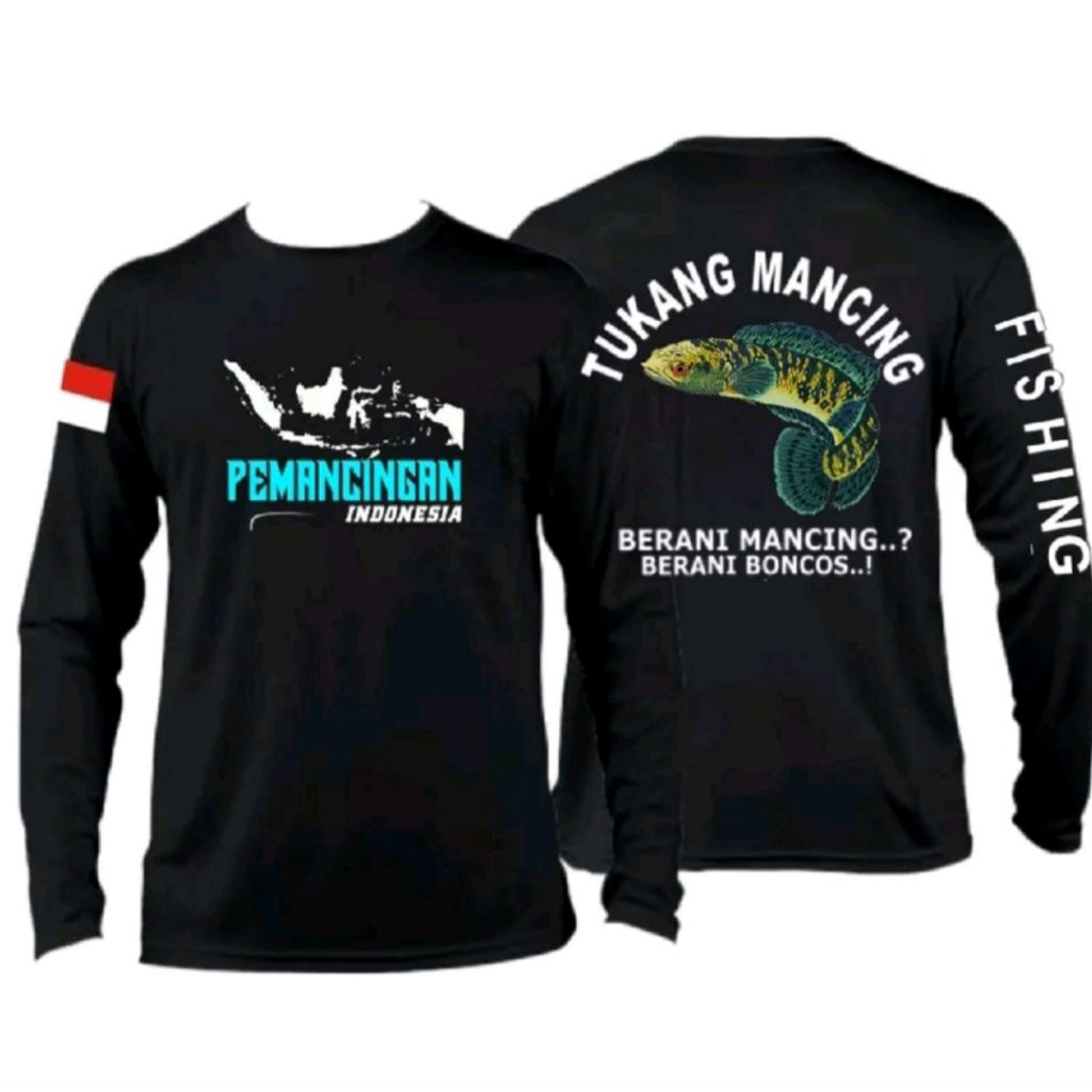 Kaos Lengan Panjang Pemancingan Indonesia Tukang Mancing Desain Ikan Chana