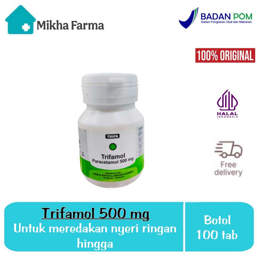 Trifamol 500mg - Pot Botol100 Tablet - Obat Nyeri Dan Demam