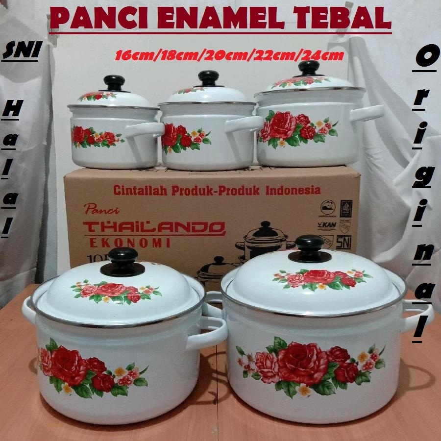 Maspion Panci Set Enamel Panda Thailando Ekonomi 16/24 cm - Motif Random