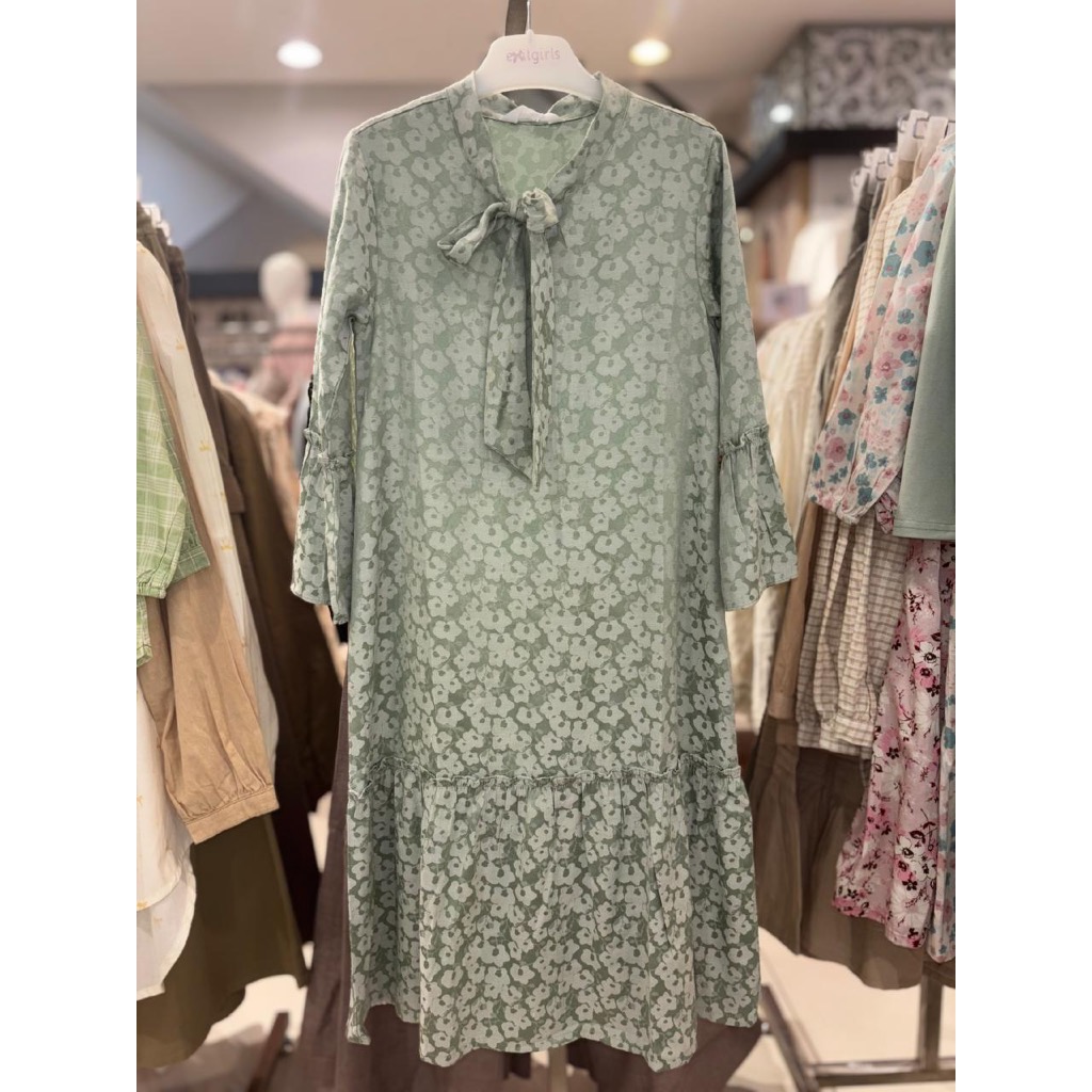 Exit Kids | 306.55205.31 - Dress anak perempuan | Baju muslim anak lengan panjang Hijau Sage