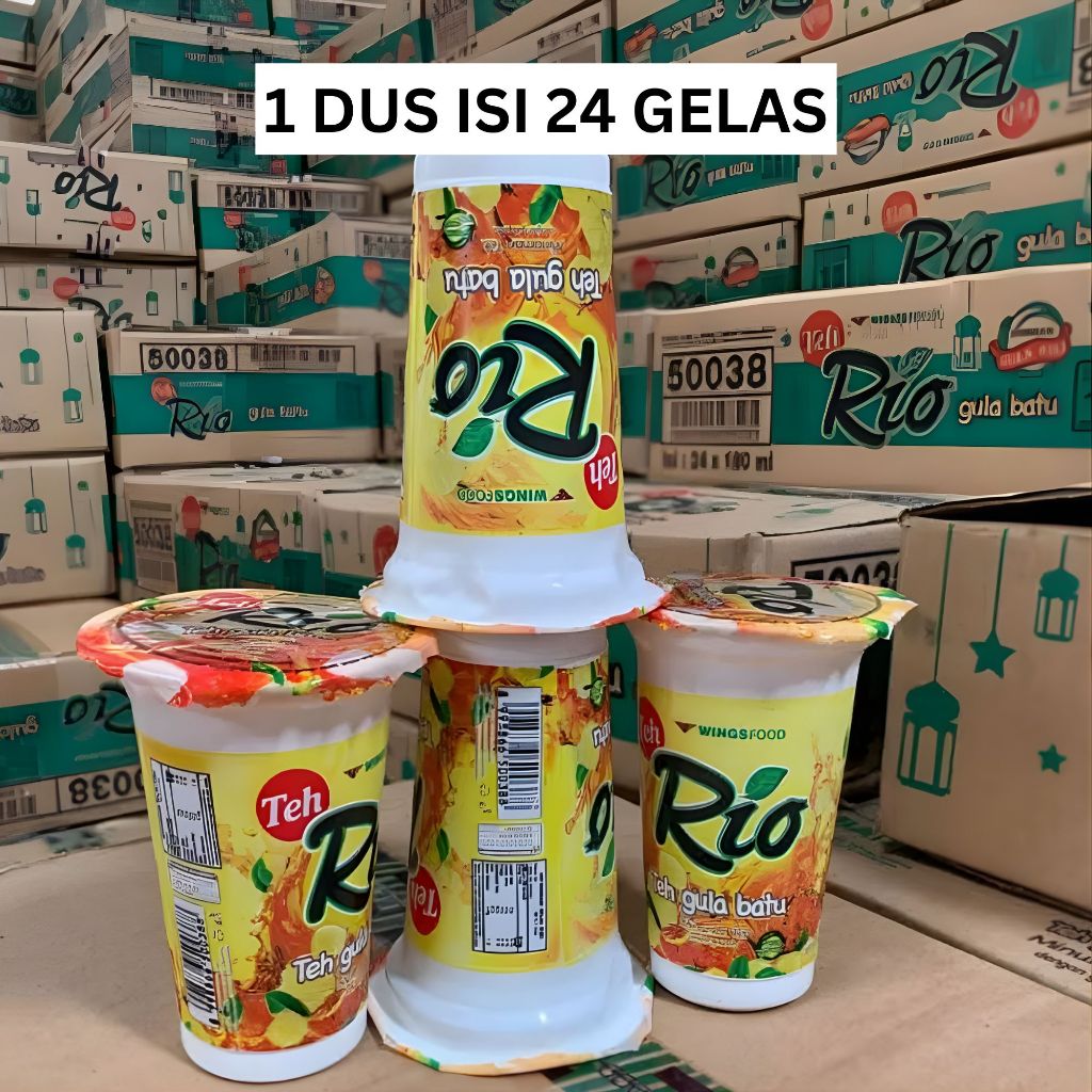 (1 DUS ISI 24 PCS) Teh Rio Minuman Teh Original Madu Gula Batu 24 x 180ml Teh Gelas Rio