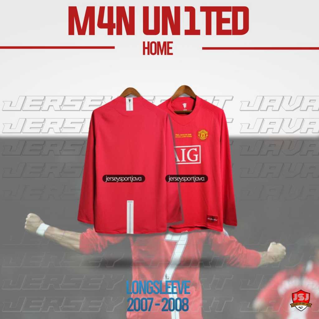 ( BISA COD ) JERSEY BAJU BOLA PRIA LENGAN PANJANG RETRO MU HOME 2008 FINAL MOSCOW GRADE AAA+ - BEST 