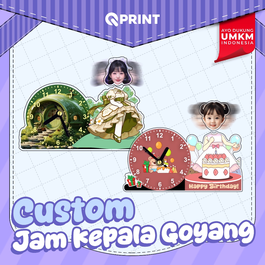 Custom Jam Kepala Goyang / Akrilik Sovenir / Jam Duduk Kado / Pajangan Akrilik Kepala Goyang Custom 