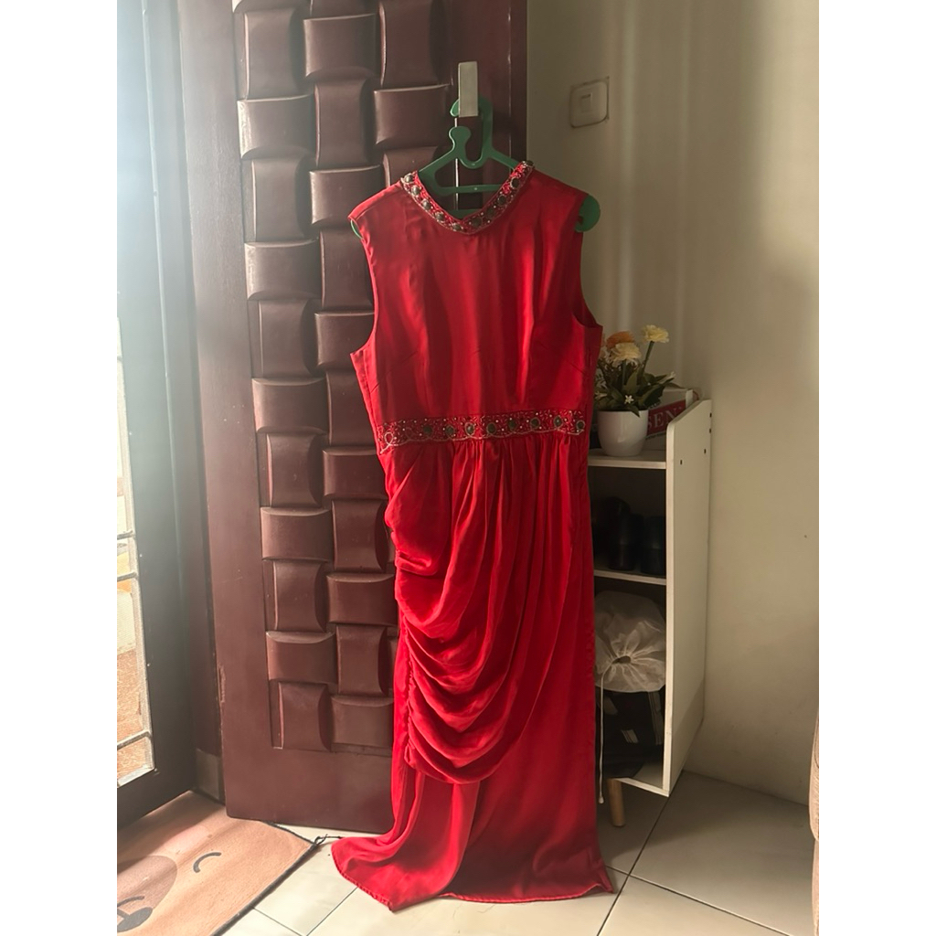 Dress merek Solemio Merah dengan outer Uk.L