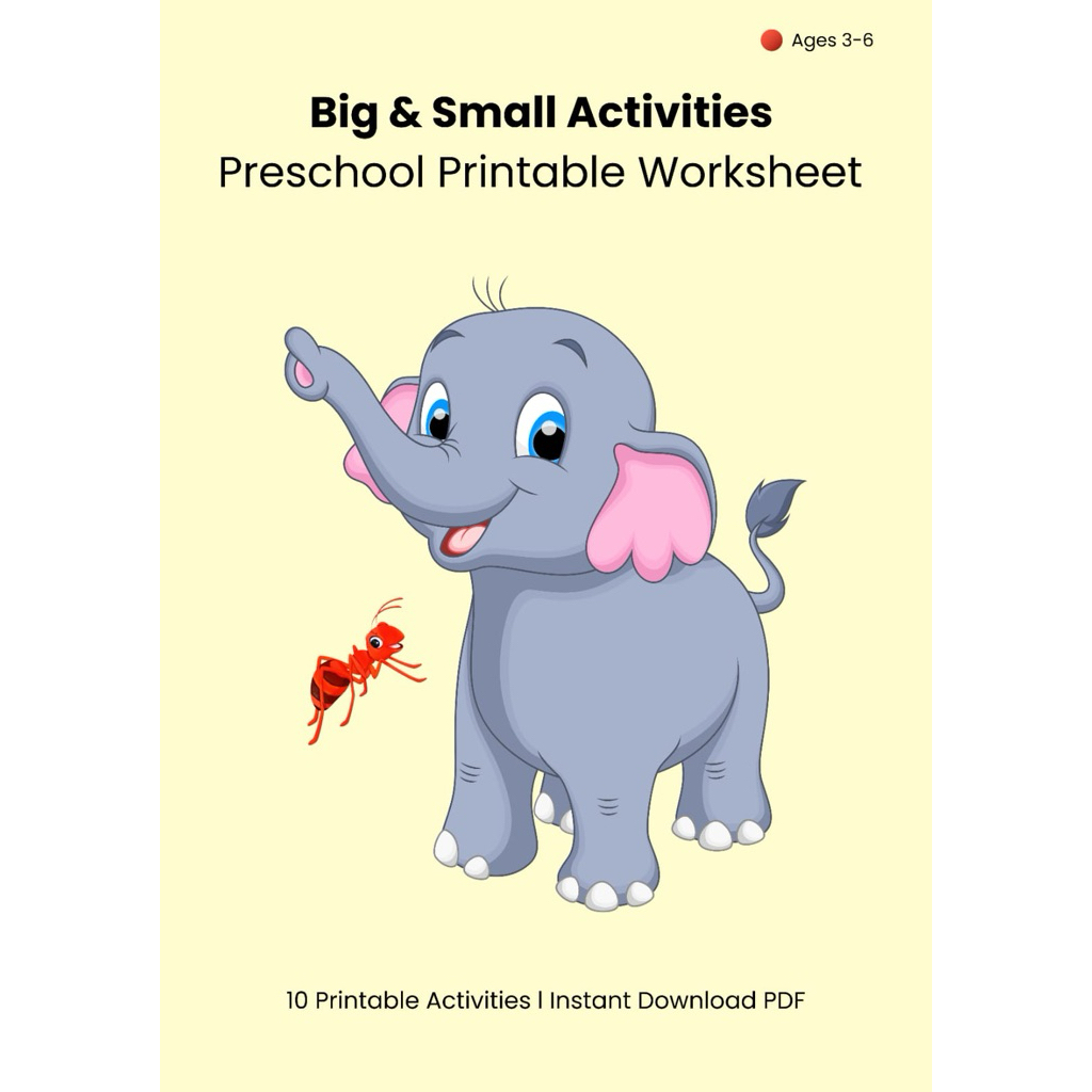 Big & Small Worksheet Anak TK PDF | Printable Preschool Activity 3-6 Tahun | Belajar Konsep Besar Ke
