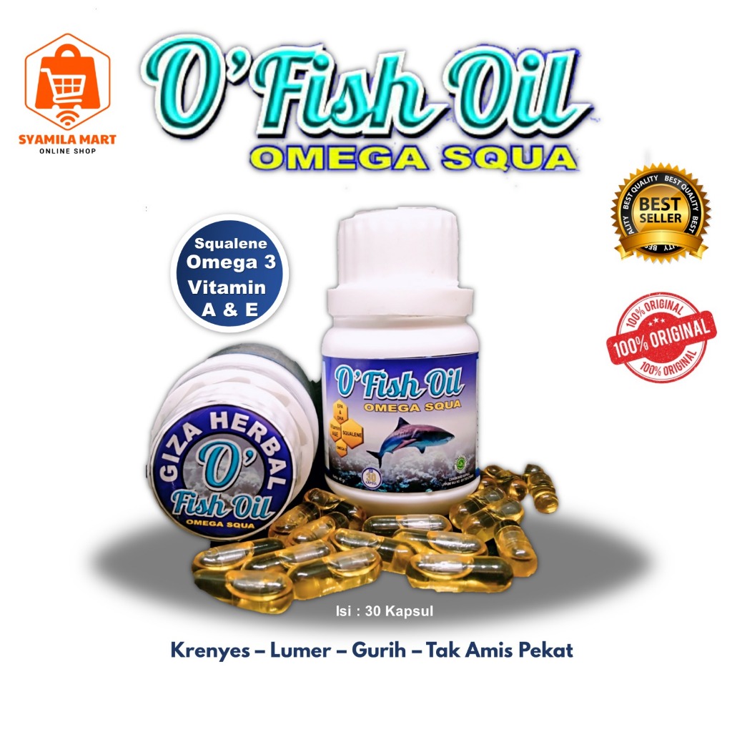 O FISH OIL OMEGA SQUA Suplemen Minyak Ikan Penggemuk Badan 30 Kapsul Halal