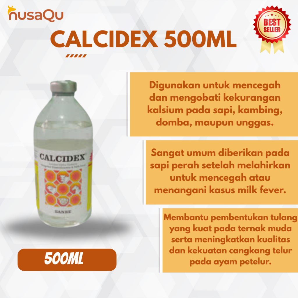 Calcidex 500 ml Larutan Injeksi Kalsium Sapi Kambing Kuda