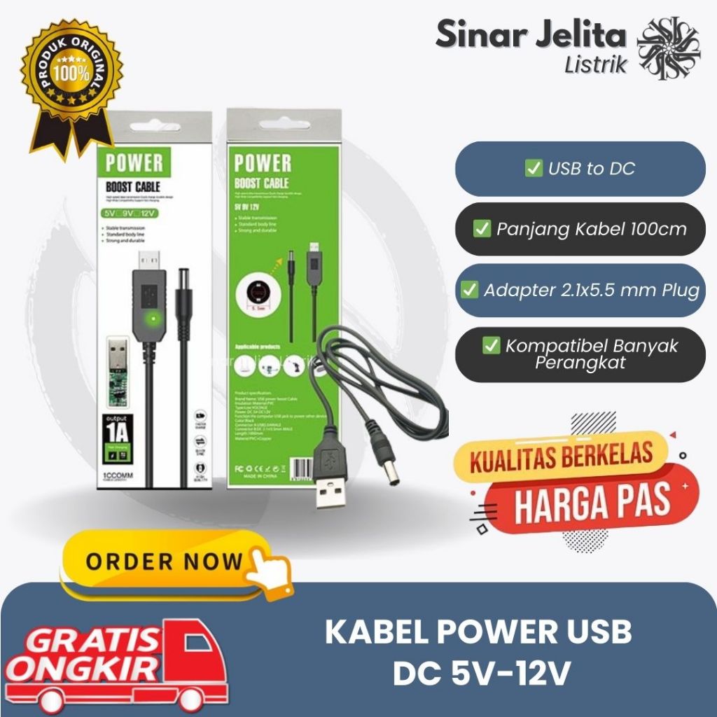 Kabel Power USB DC 12V Modem Orbit Telkomsel / kabel wifi 5V to 12V / kabel data wifi supply charger