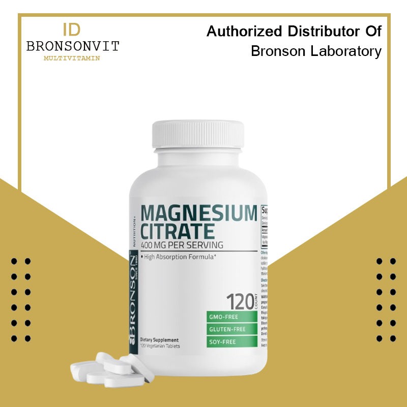 Bronson Magnesium Citrate 400mg High Absorption Formula  120 Vegetarian Tablets
