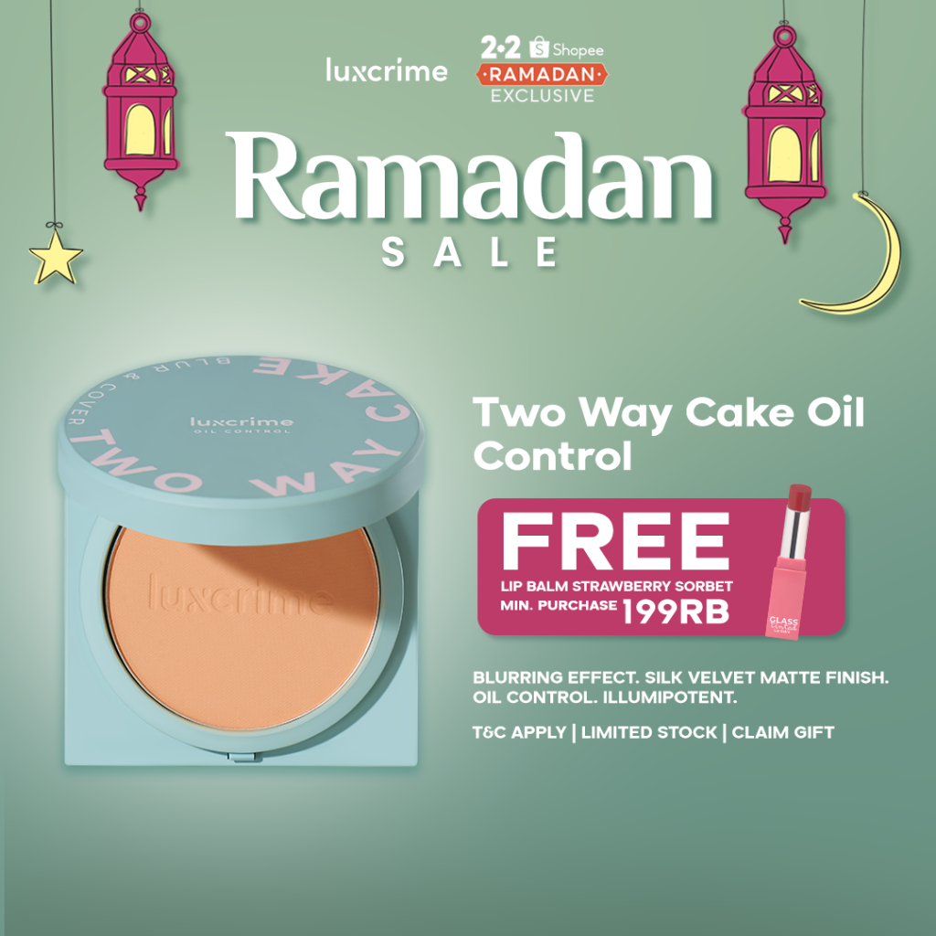 NEW Oil Control Luxcrime Blur & Cover Two Way Cake UV Protection - Bedak Foundation Padat High Coverage Untuk Kulit Halus Tanpa Pori Bebas Minyak Tahan 24 Jam