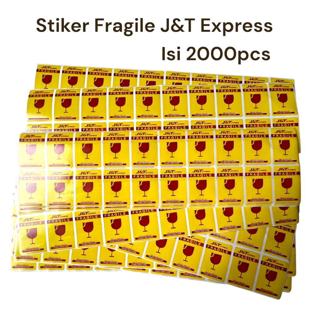 Sticker Fragile JNT Express isi 2,000 Lembar Ukuran 7x5cm Stiker Fragile Ready Stok