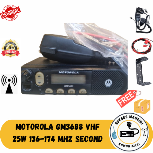 RADIO RIG MOTOROLA GM3688 VHF 136 174 Mhz SECOND ORIGINAL LENGKAP MIC KABEL DC MOTOROLA GM 3688 VHF