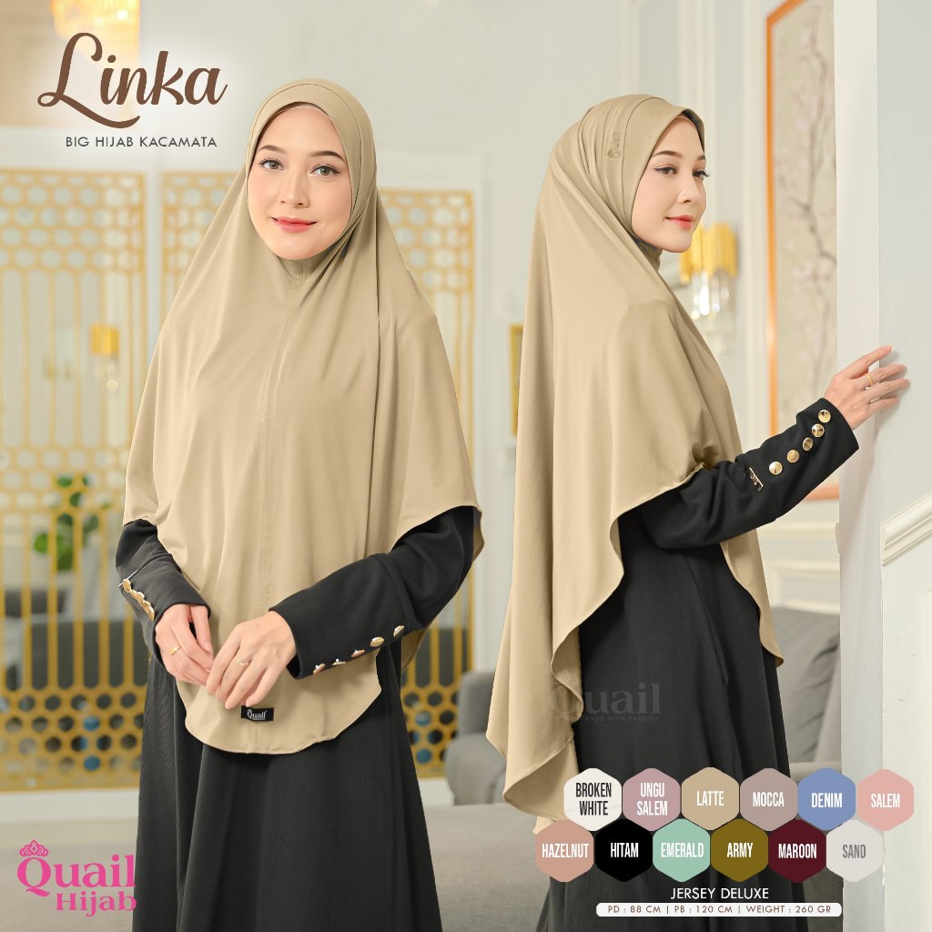 Linka Hijab Kacamata Jumbo Original Quail Jilbab Jersey Premium