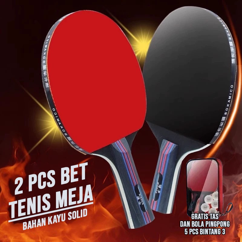 Bet Pingpong Bet Tenis Meja Pingpong Bad Raket Tenis Meja Isi 2 Pcs Free 5 Bola Pingpong & Tas Co