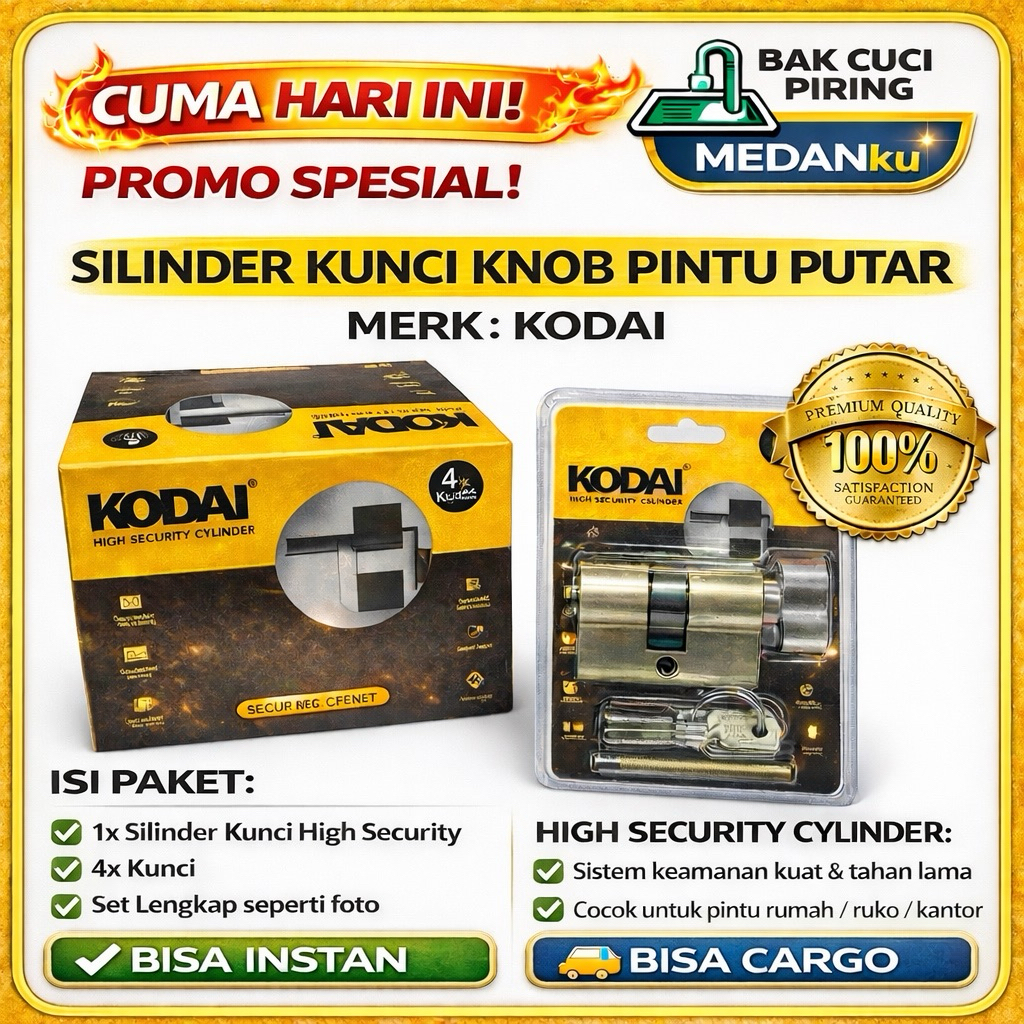 SILINDER KUNCI KNOB PUTAR/ANAK KUNCI PINTU KNOB / MERK KODAI KNOB PINTU KODAI