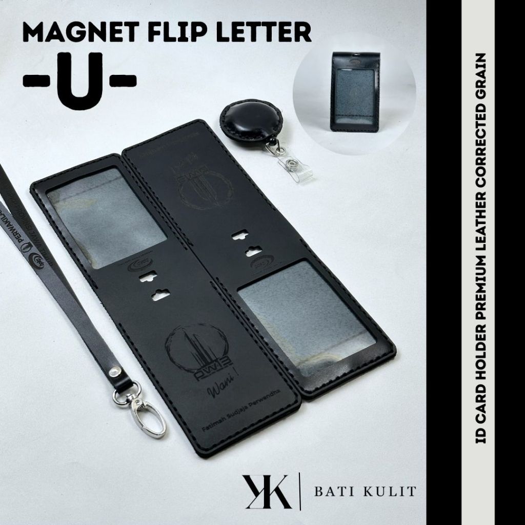 Id Card Holder Kulit Magnet Free Custom