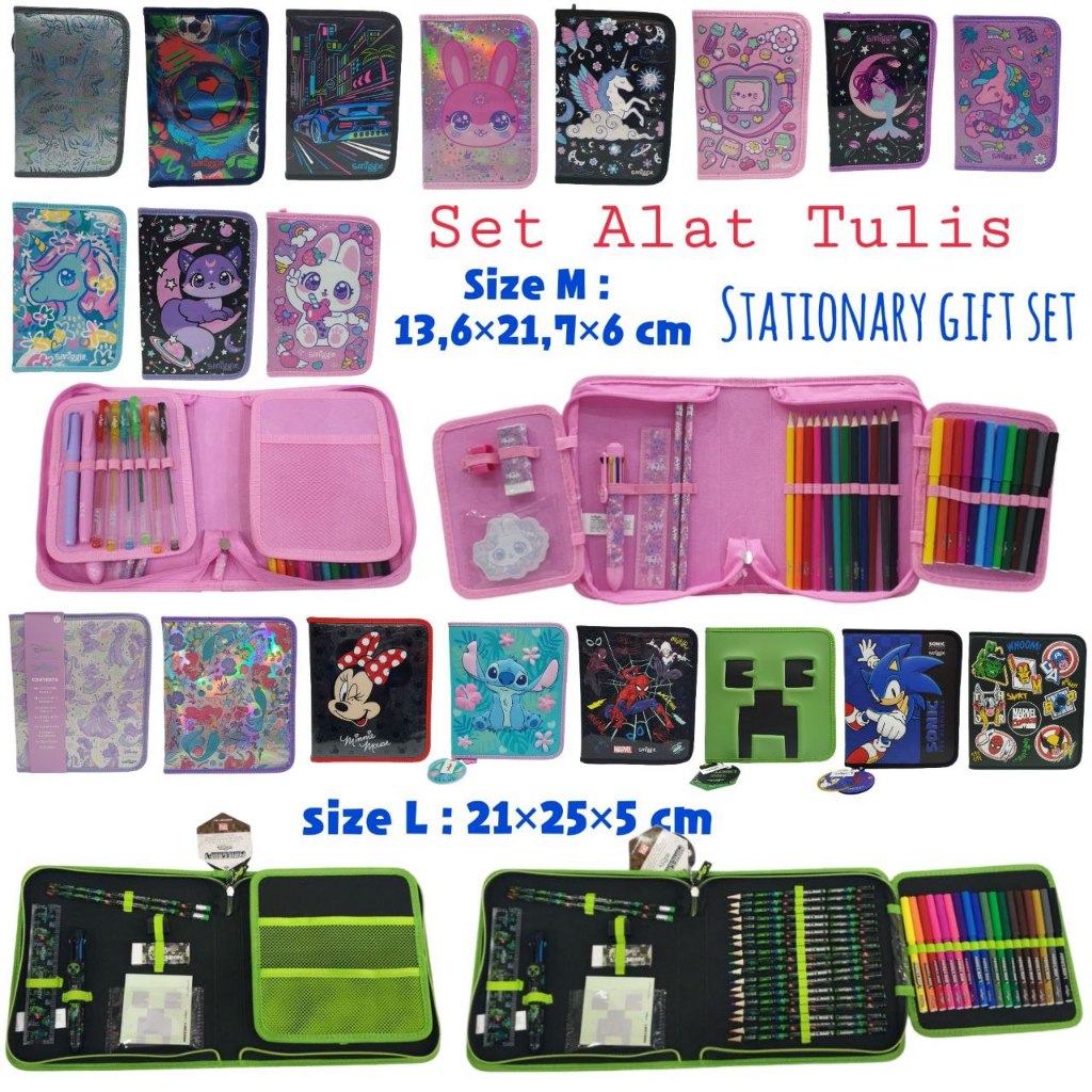 Set Alat Tulis Mewarnai Lengkap / Stationary Set Karakter Anak Laki-Laki dan Perempuan