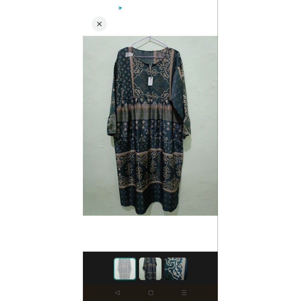 gamis warna abu tua motif tumpal LD.114 P.130