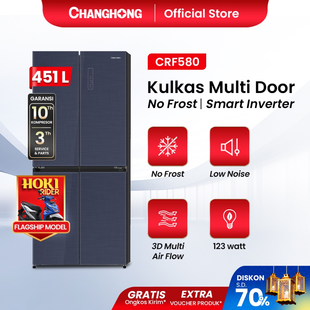 Kulkas Changhong CRF580 Side by Side 4 Pintu Inverter No Frost
