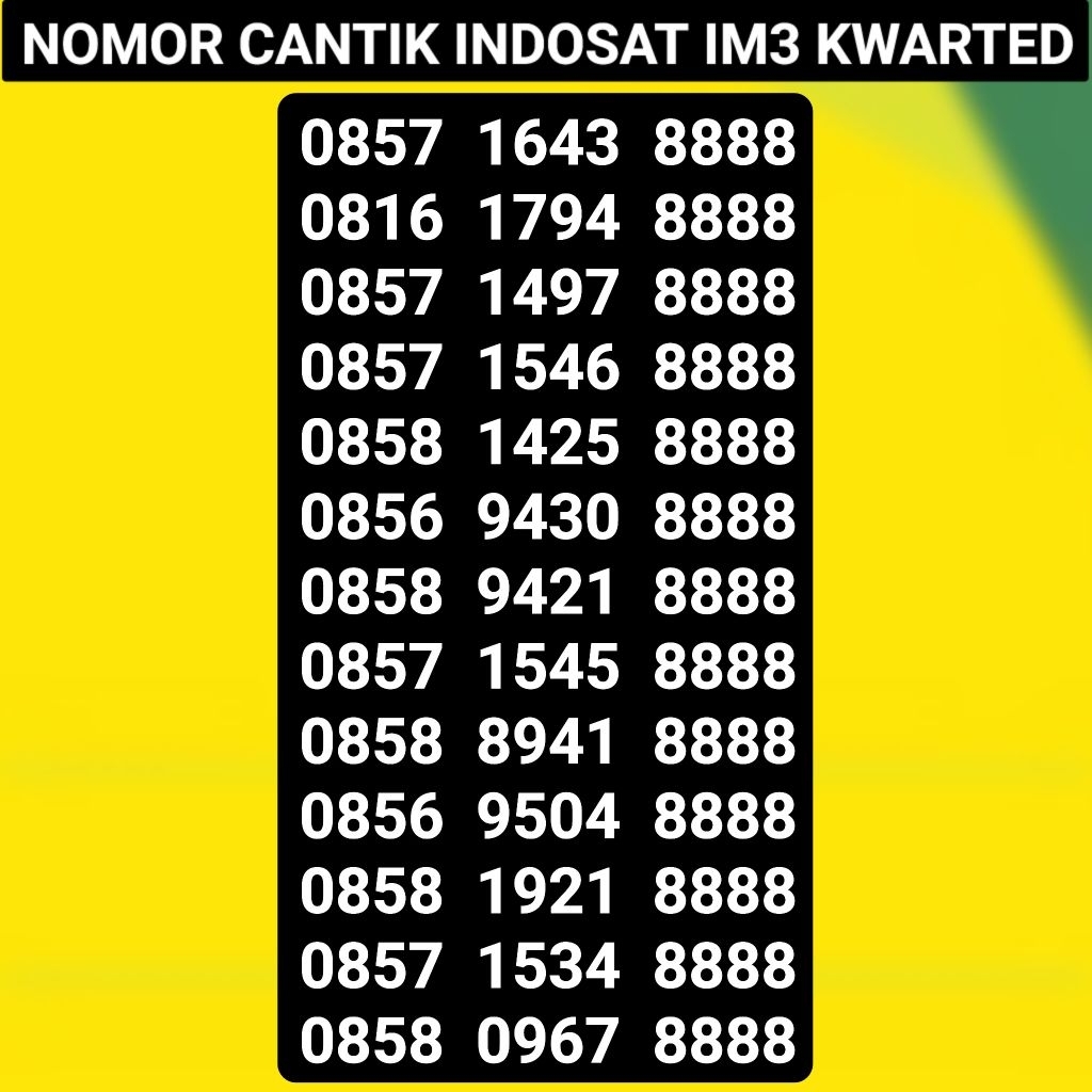 NOMOR CANTIK INDOSAT IM3 KWARTED 8888
