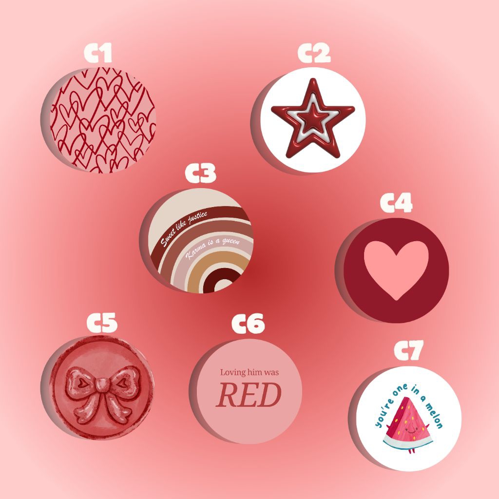 Pin Button Aesthetic | Pin Bag | Pin Peniti | Red Aesthetic Pin - Ukuran 58mm