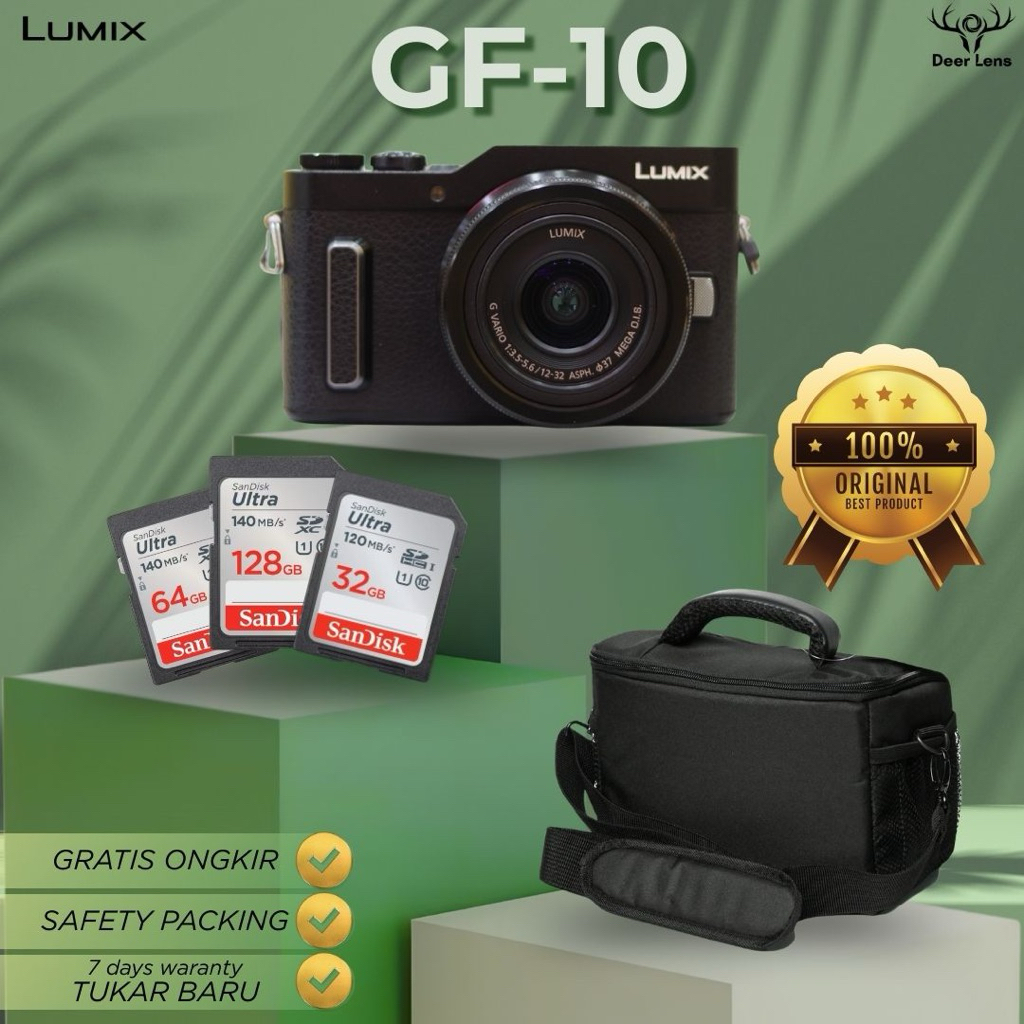 LUMIX GF10 - MIRRORLES PANASONIC LUMIX GF-10 - layar flip - mulus siap pakai - kamera 4k