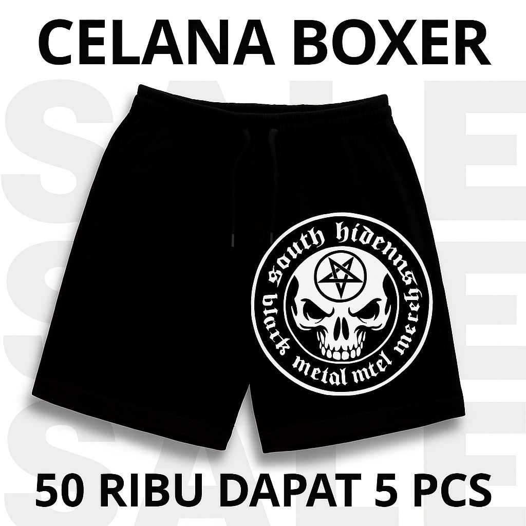 celana pendek boxer pria wanita motif sablon paket 5pcs scorpion. celana santai, celana tidur, celan