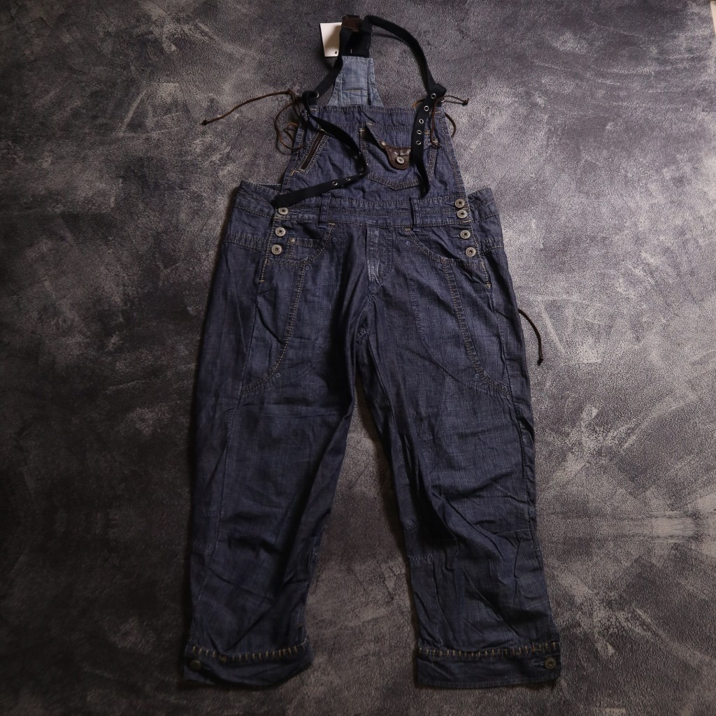 OVERALL MARITHE FRANCOIS GIRBAUD JEANS SHORT DENIM PANTS JUMPSUIT CELANA PENDEK OV17 SIZE M 30-32