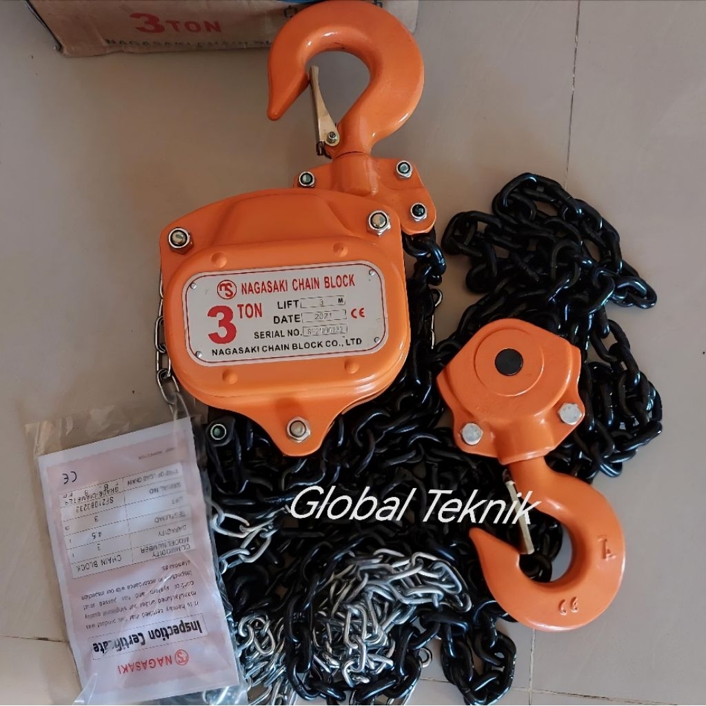 Takel 3 Ton NAGASAKI Chain Block 3 Ton 3m 5m 7m 10m 12m 15Meter Katrol Manual Japan