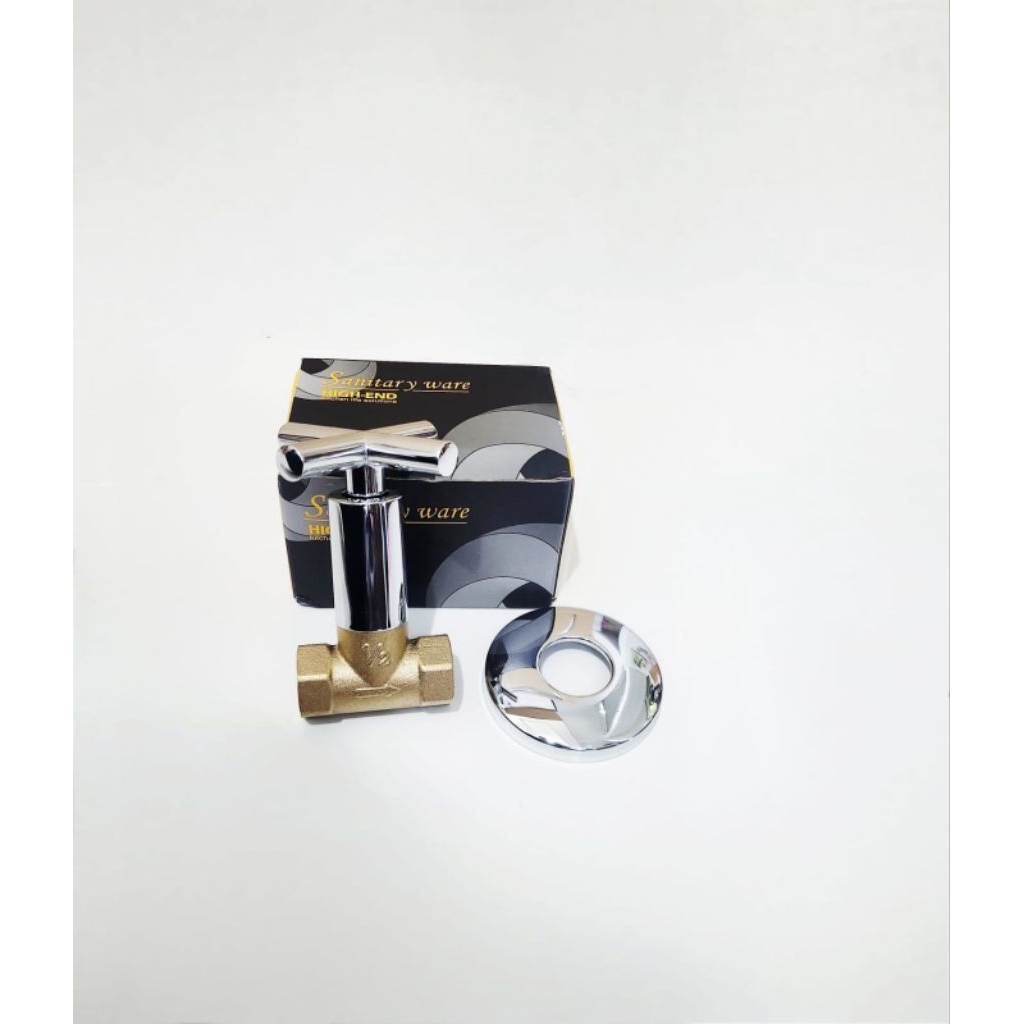 Stop Kran Tanam Kuningan 1/2" inch / Keran Air Tanam Tembok / Stop Kran Shower Kuningan