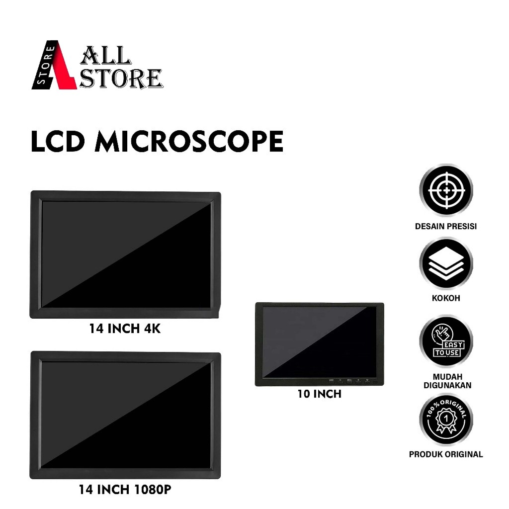 LCD MICROSCOPE 14 INCH 4K 1080P HDMI 10 INCH - MONITOR MIKROSKOP DIGITAL SERVIS HP - MONITOR LCD MIK