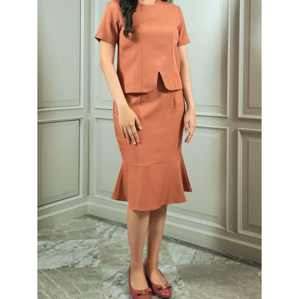Maison Juwita – LILY SET – TERRACOTTA | Size S - Plus Size (LD up to 120 cm) | Setelan Kerja Wanita 