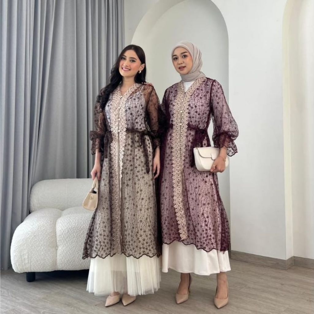 Alluna Malika brukat mewah / outer cardigan wanita / outer brukat renda elegan