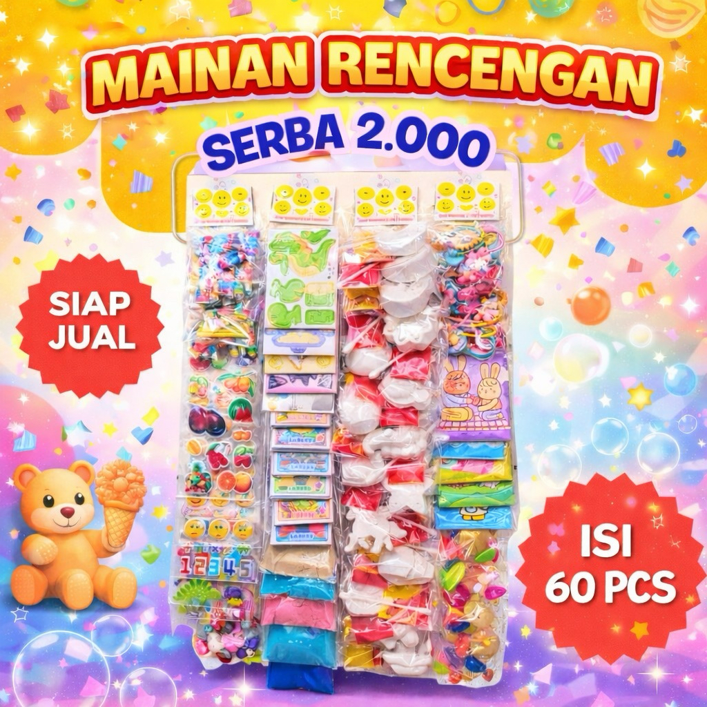 Rencengan Mainan Serba 2000 Isi 60pcs Grosir | mainan warung