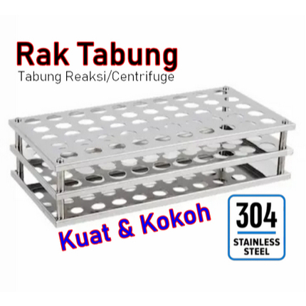 Rak Tabung / Rak Test Tube Stainless Steel / Rak Tabung Reaksi / Test Tube Rack / Wadah Rak Tabung