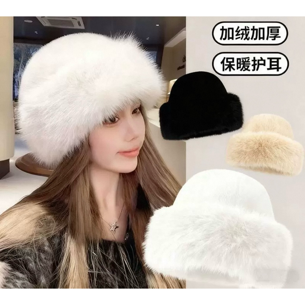 Topi Musim Dingin Mongolian Faux Fur Premium