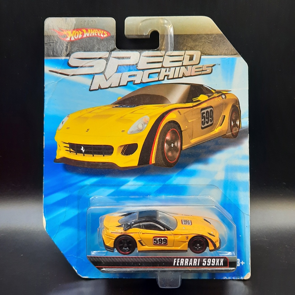 Hot Wheels Speed Machine Ferrari 599XX Japan Sticker Card Kerut Velg Pudar