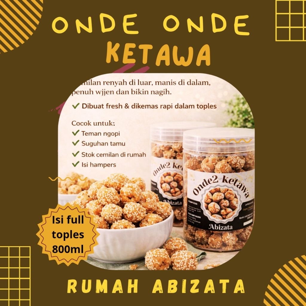 EDISI LEBARAN HOMEMADE - ONDE ONDE KETAWA kemasan toples 800 ml